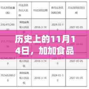 历史上的11月14日，加加食品股票最新动态重磅发布