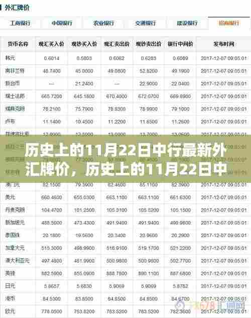 历史上的中行外汇牌价深度评测与介绍，聚焦11月22日的最新汇率动态