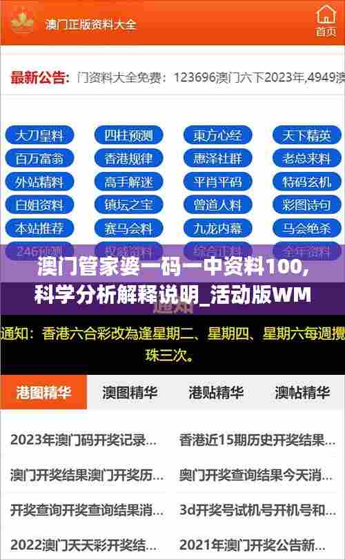 澳门管家婆一码一中资料100,科学分析解释说明_活动版WMN5.26