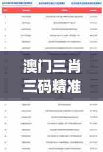 澳门三肖三码精准1OO%丫一,非遗全面解答_迅捷版PBL5.60