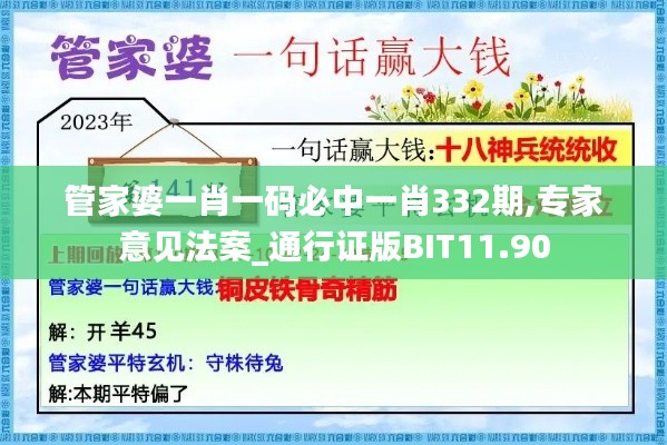 管家婆一肖一码必中一肖332期,专家意见法案_通行证版BIT11.90