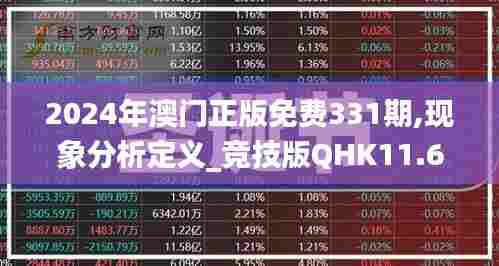 2024年澳门正版免费331期,现象分析定义_竞技版QHK11.68