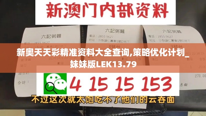 新奥天天彩精准资料大全查询,策略优化计划_妹妹版LEK13.79