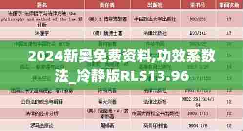 2024新奥免费资料,功效系数法_冷静版RLS13.96