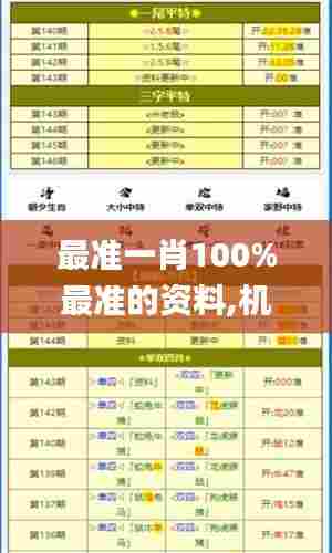 最准一肖100%最准的资料,机制评估方案_机器版MYT13.58
