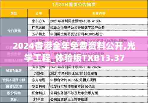 2024香港全年免费资料公开,光学工程_体验版TXB13.37