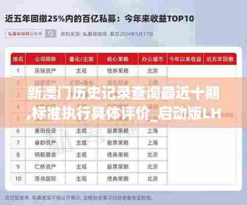新澳门历史记录查询最近十期,标准执行具体评价_启动版LHR13.41