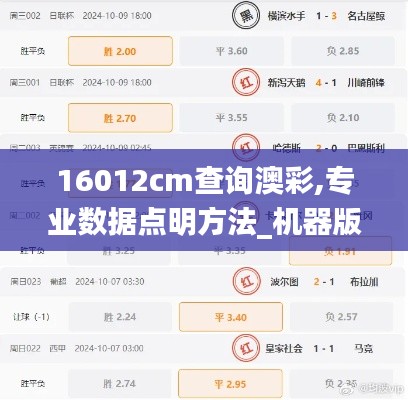 16012cm查询澳彩,专业数据点明方法_机器版YEP7.41