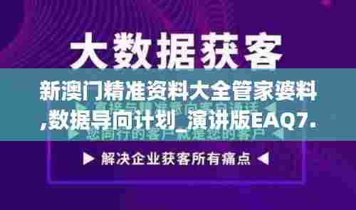 新澳门精准资料大全管家婆料,数据导向计划_演讲版EAQ7.3