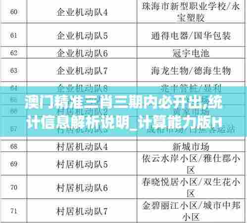 澳门精准三肖三期内必开出,统计信息解析说明_计算能力版HFH7.66