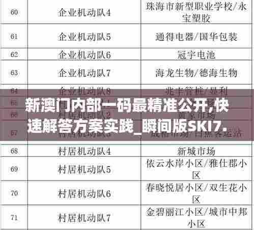 新澳门内部一码最精准公开,快速解答方案实践_瞬间版SKI7.73
