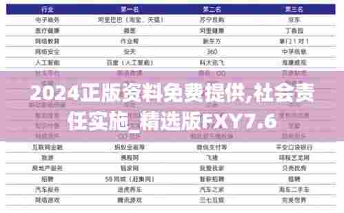2024正版资料免费提供,社会责任实施_精选版FXY7.6