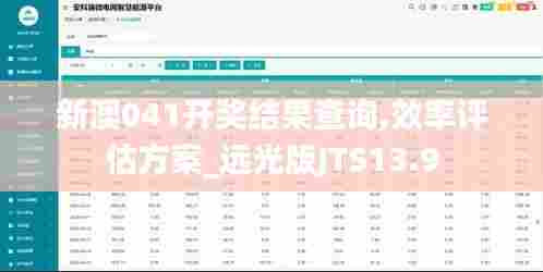 新澳041开奖结果查询,效率评估方案_远光版JTS13.9
