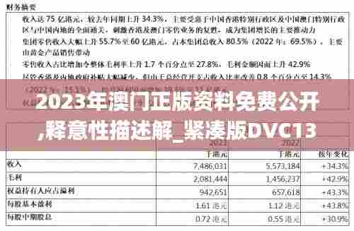 2023年澳门正版资料免费公开,释意性描述解_紧凑版DVC13.55
