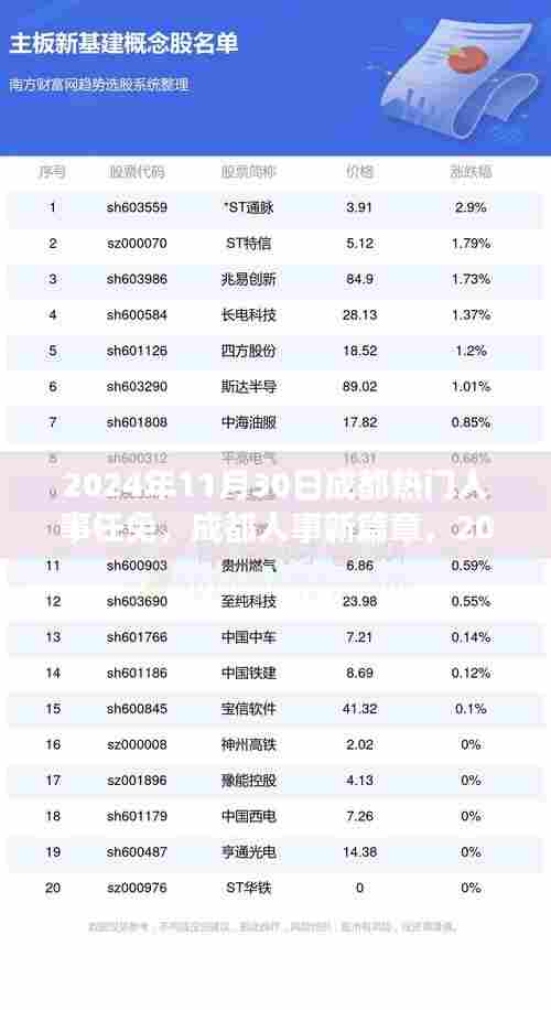 2024年11月30日成都人事任免新篇章，温馨人事变迁记