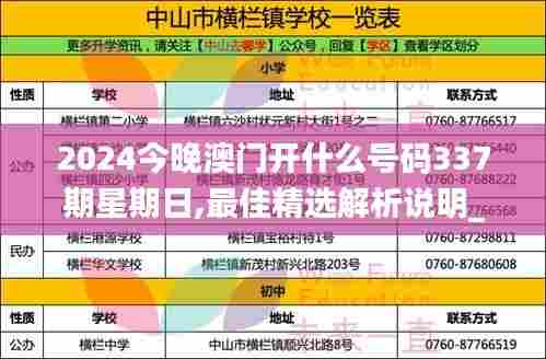 2024今晚澳门开什么号码337期星期日,最佳精选解析说明_XE版43.476-8
