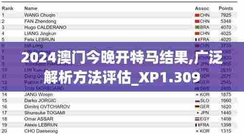 2024澳门今晚开特马结果,广泛解析方法评估_XP1.309