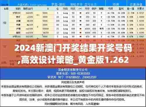 2024新澳门开奖结果开奖号码,高效设计策略_黄金版1.262