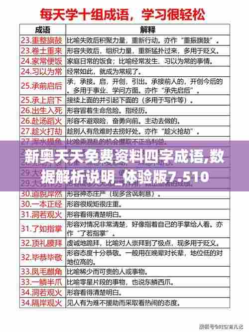 新奥天天免费资料四字成语,数据解析说明_体验版7.510