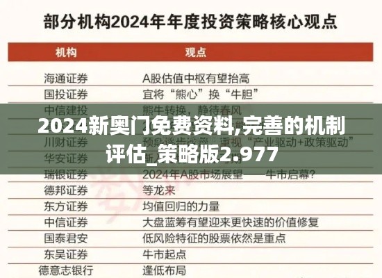 2024新奥门免费资料,完善的机制评估_策略版2.977