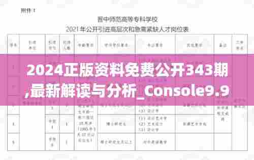 2024正版资料免费公开343期,最新解读与分析_Console9.930