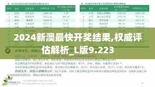 2024新澳最快开奖结果,权威评估解析_L版9.223