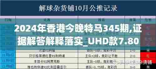 2024年香港今晚特马345期,证据解答解释落实_UHD款7.801