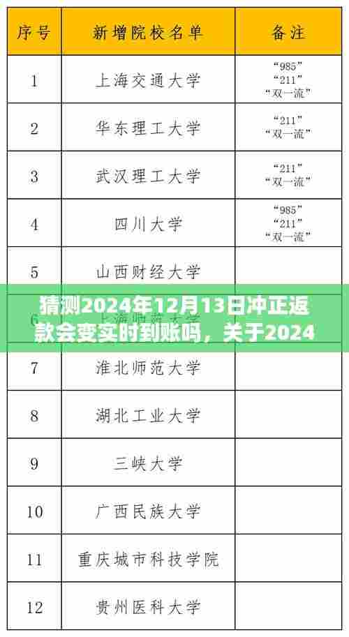 关于2024年12月13日冲正返款实时到账的预测与解析，未来趋势探讨