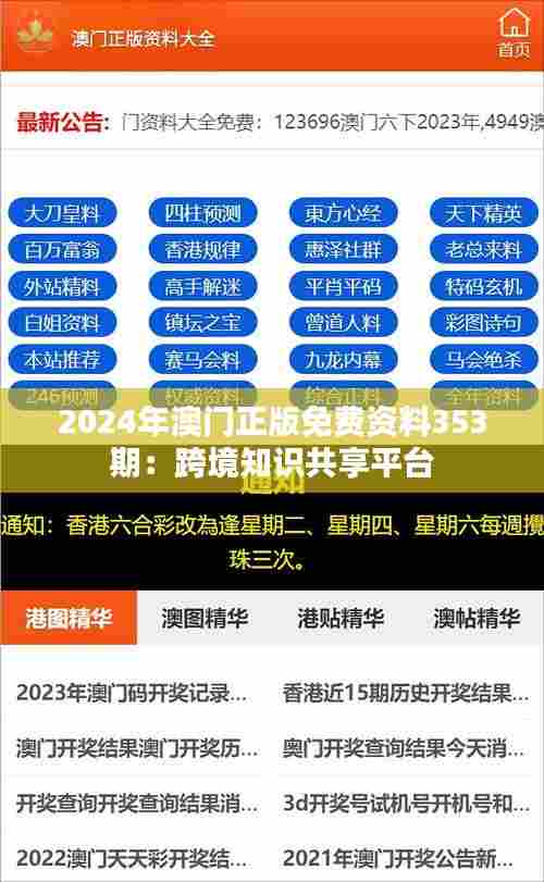 2024年澳门正版免费资料353期：跨境知识共享平台
