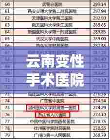 云南变性手术医院排名TOP10揭秘,权威榜单深度解析