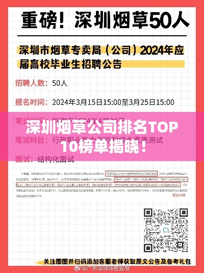 深圳烟草公司排名TOP10榜单揭晓!